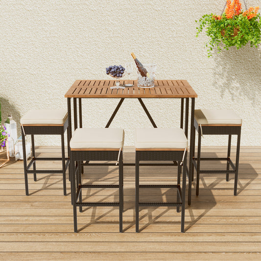Foldable bar-height table in the Aveline patio dining set
