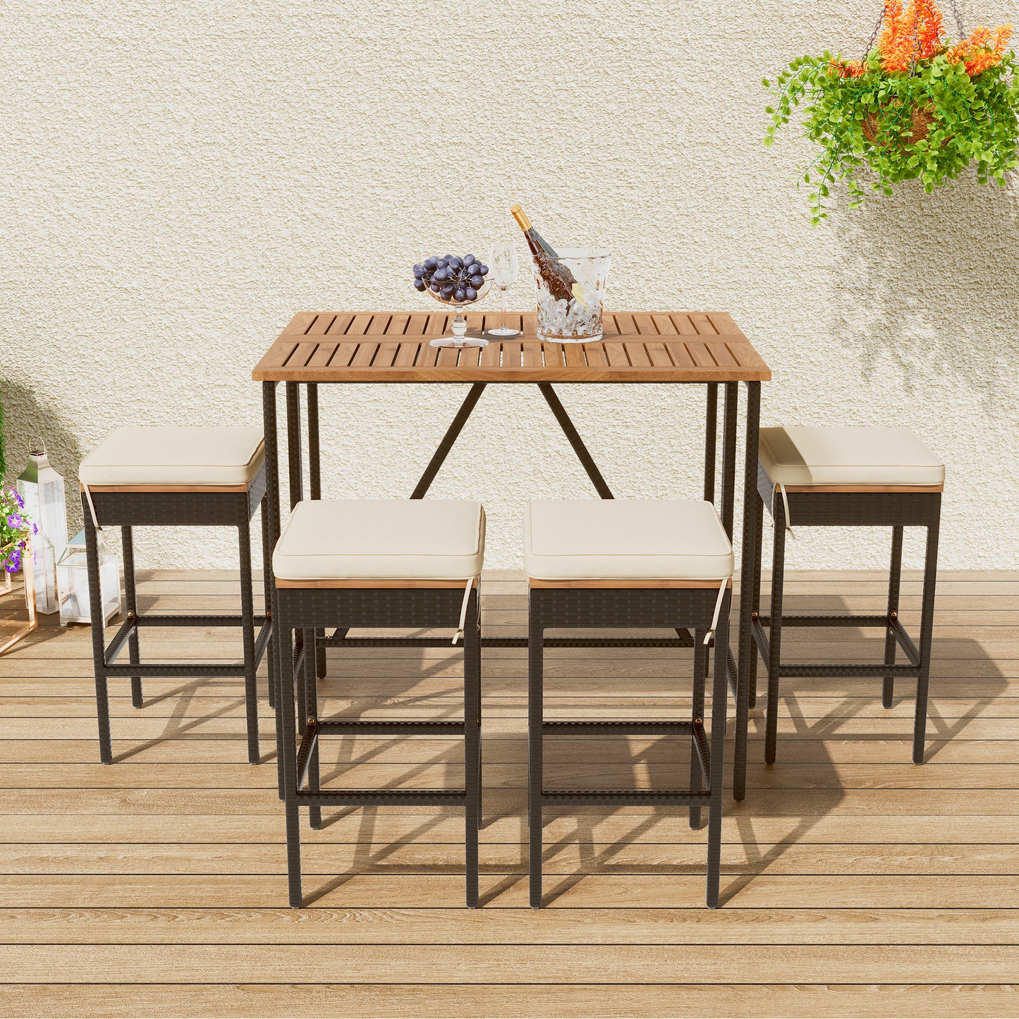 Foldable bar-height table in the Aveline patio dining set