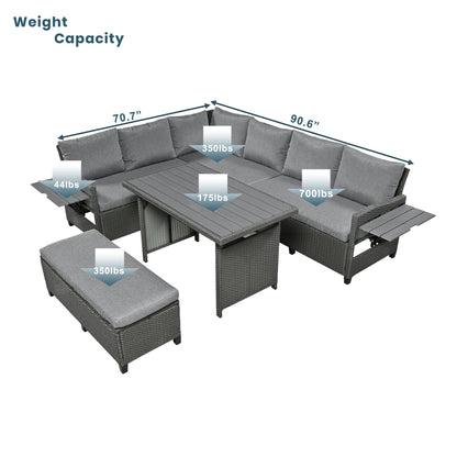 Long bench included with the Orsay gray patio dining set